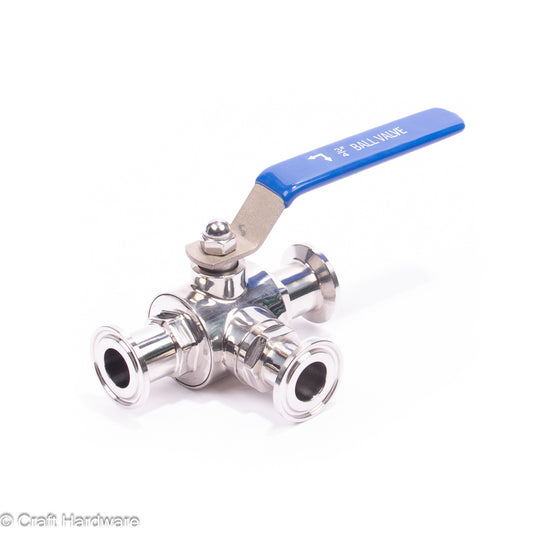 Ball Valve 3-Way L-bore Tri-Clamp DN 15 (34 mm)