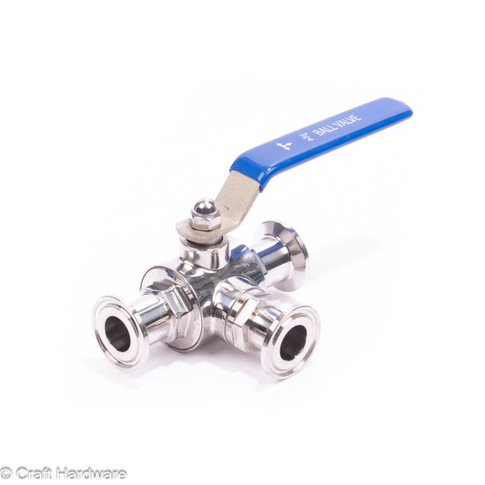 Ball Valve 3-Way T-bore Tri-Clamp DN 15 (34 mm)